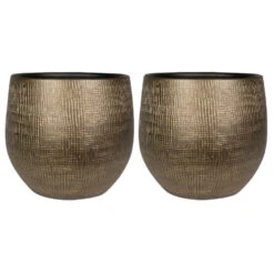 Steege Plantenpot - Keramiek - Blauw / Goudkleurig - 31 X 28 Cm -Tuinwinkel 0aaa0a1d9fc84ed0a3b067902aacaee2