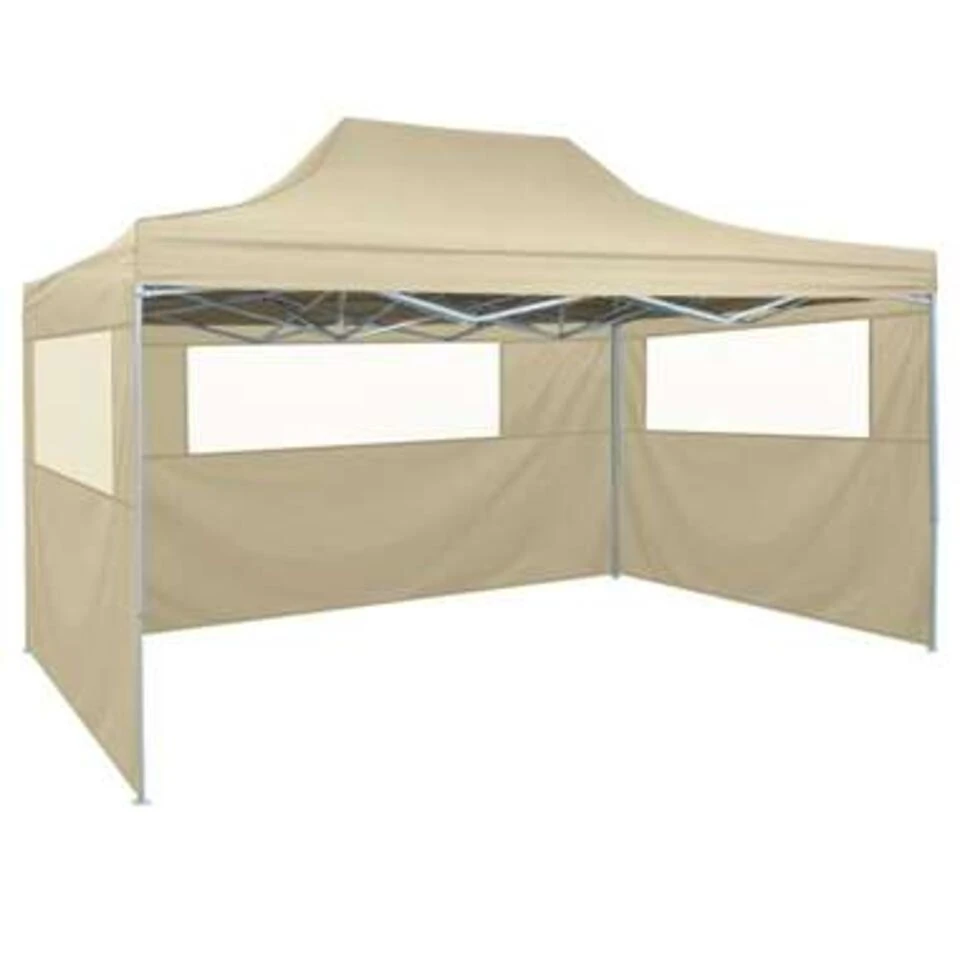 VidaXL Vouwtent Met 3 Wanden 3x4,5 M Crème 3 VidaXL Vouwtent Met 3 Wanden 3x4,5 M Crème