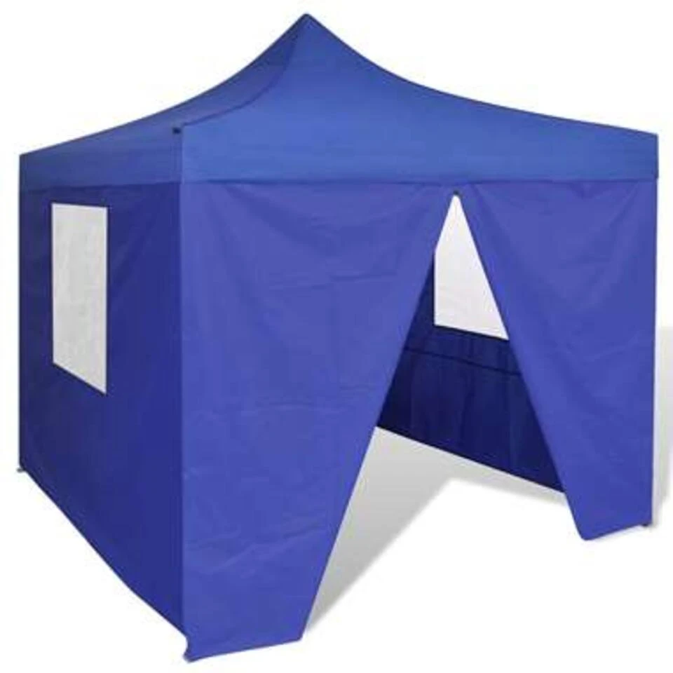 VidaXL Vouwtent Met 4 Zijwanden 3x3 M Blauw 3 VidaXL Vouwtent Met 4 Zijwanden 3x3 M Blauw