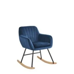 Beliani Schommelstoel LIARUM - Blauw Fluweel -Tuinwinkel 1000001749 0102