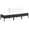 VidaXL 3-delige Loungeset Met Kussens Poly Rattan Zwart -Tuinwinkel 1000002889