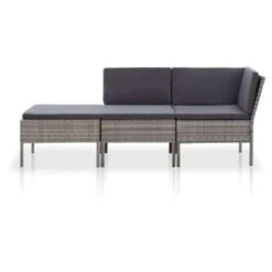 VidaXL 3-delige Loungeset Met Kussens Poly Rattan Grijs -Tuinwinkel 1000002943 0101