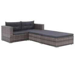 VidaXL 3-delige Loungeset Met Kussens Poly Rattan Grijs -Tuinwinkel 1000002966 0101