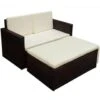 VidaXL 2-delige Loungeset Met Kussens Poly Rattan Bruin -Tuinwinkel 1000002974