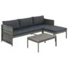 VidaXL 3-delige Loungeset Met Kussens Poly Rattan Grijs 180x58x58 Cm -Tuinwinkel 1000003051