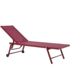 Beliani Tuinligstoel PORTOFINO - Rood Aluminium, Textiel