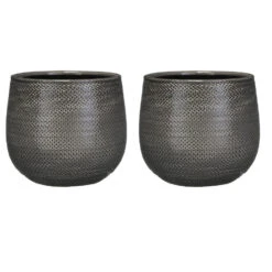 Mica Decorations Plantenpot - Antraciet - Geribbeld - 19 X 21 Cm -Tuinwinkel 1000005250 0103