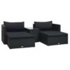 VidaXL 5-delige Loungeset Met Kussens Poly Rattan Zwart -Tuinwinkel 1000005491
