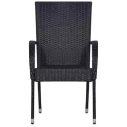 VidaXL Tuinstoelen Stapelbaar 2 St Poly Rattan Zwart -Tuinwinkel 1000006317 0102