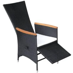 VidaXL Tuinstoelen 2 St Verstelbaar Met Kussens Poly Rattan Zwart -Tuinwinkel 1000006363 0103
