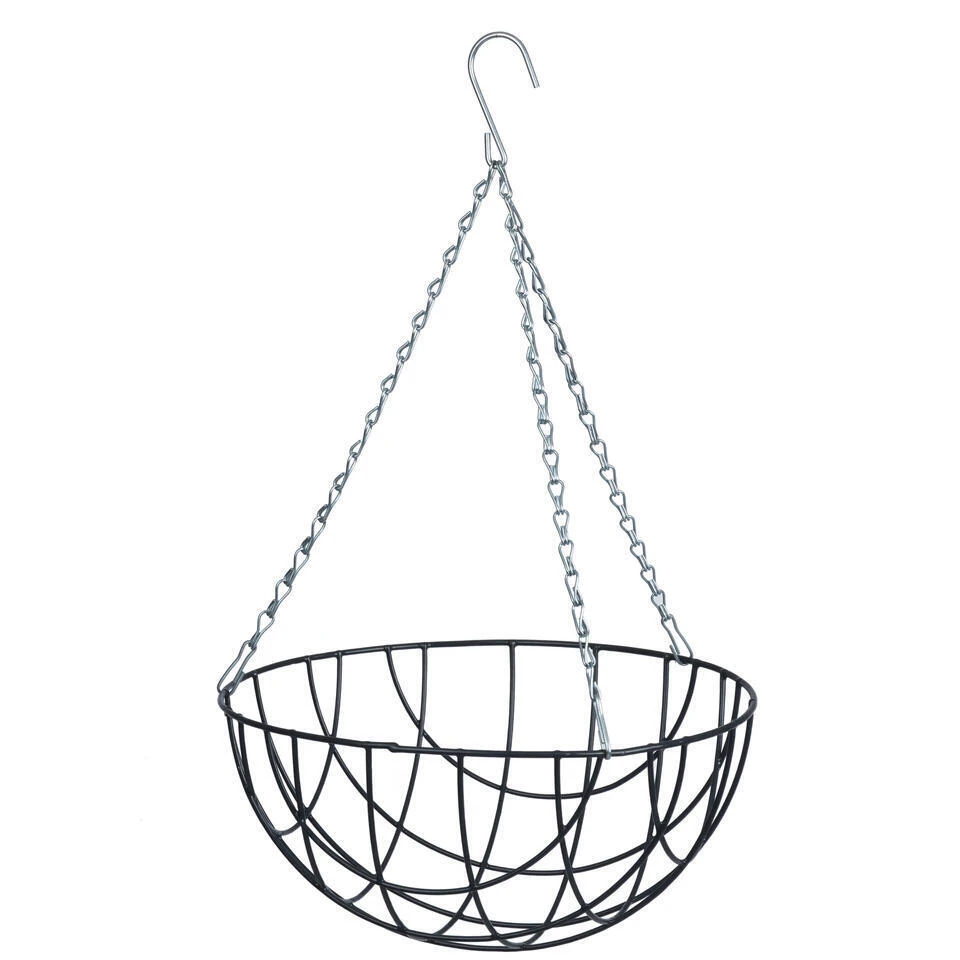 Nature Hanging Basket - Metaaldraad - Donkergroen - 16 X 30 X 30 Cm 3 Nature Hanging Basket - Metaaldraad - Donkergroen - 16 X 30 X 30 Cm