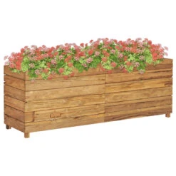 VidaXL Plantenbak Verhoogd 150x40x55 Cm Gerecycled Teakhout En Staal