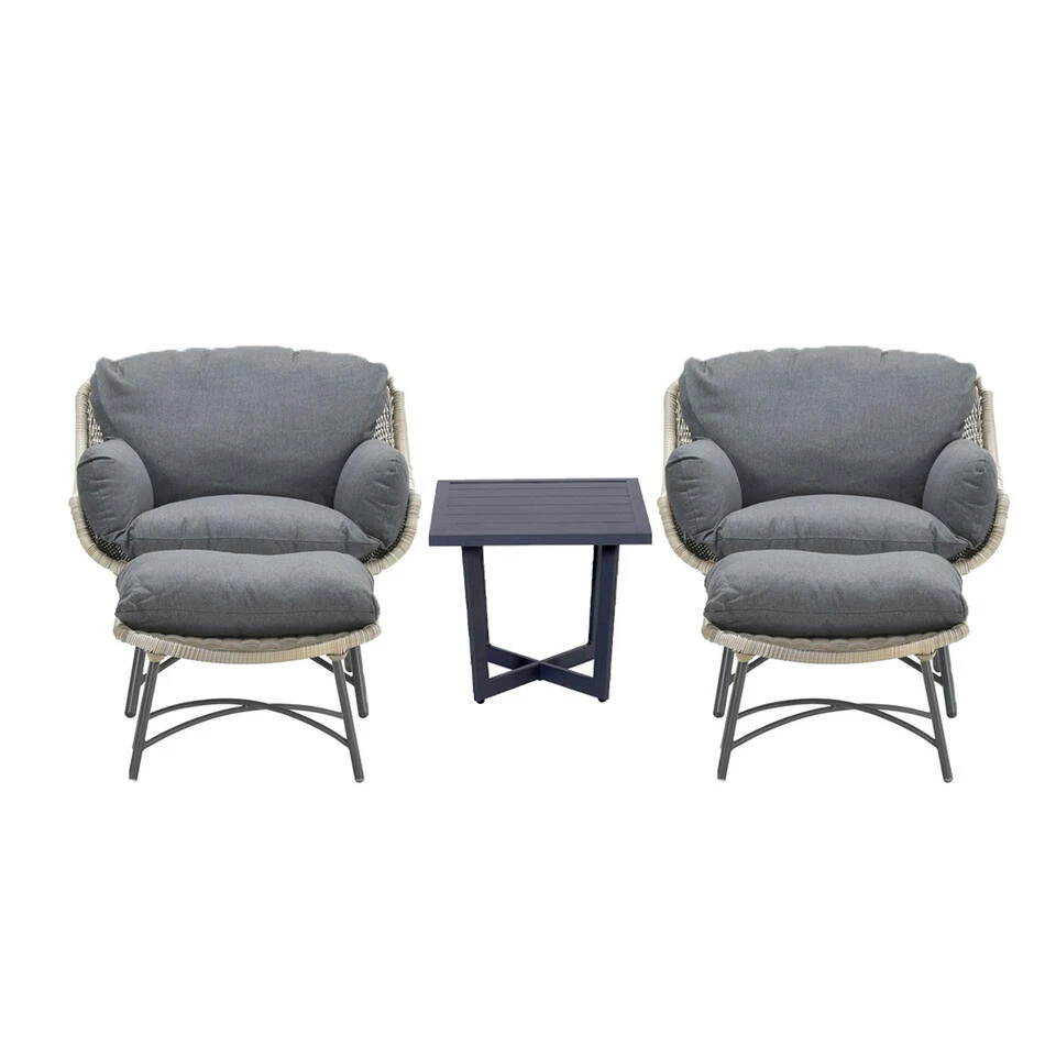 Garden Impressions Selene Loungestoelen Met Bijzettafel - Donker Grijs 4 Garden Impressions Selene Loungestoelen Met Bijzettafel - Donker Grijs - Afbeelding 2