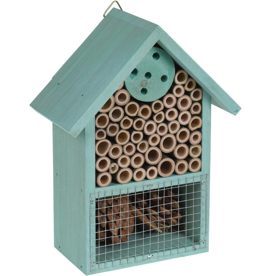 Merkloos Insectenhotel - Blauw - Hout - 20 Cm 4 Merkloos Insectenhotel - Blauw - Hout - 20 Cm - Afbeelding 2