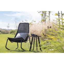 WOOOD Schommelstoel Buiten Tom - Rattan - Zwart - 97x51x95 -Tuinwinkel 1000033983 0103