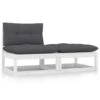 VidaXL 2-delige Loungeset Met Kussens Massief Grenenhout Wit -Tuinwinkel 1000035699