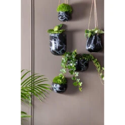 PRESENT TIME Muur Plantenpot Globe - Marmerprint Zwart - Ø14,5x9,8cm -Tuinwinkel 1000040262 0110