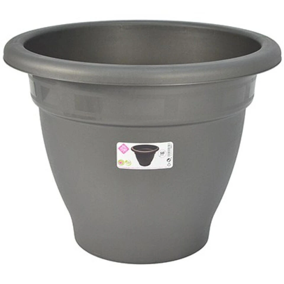 Hega Hogar Bloempot - Grijs - Kunststof - Rond - 50 Cm 3 Hega Hogar Bloempot - Grijs - Kunststof - Rond - 50 Cm