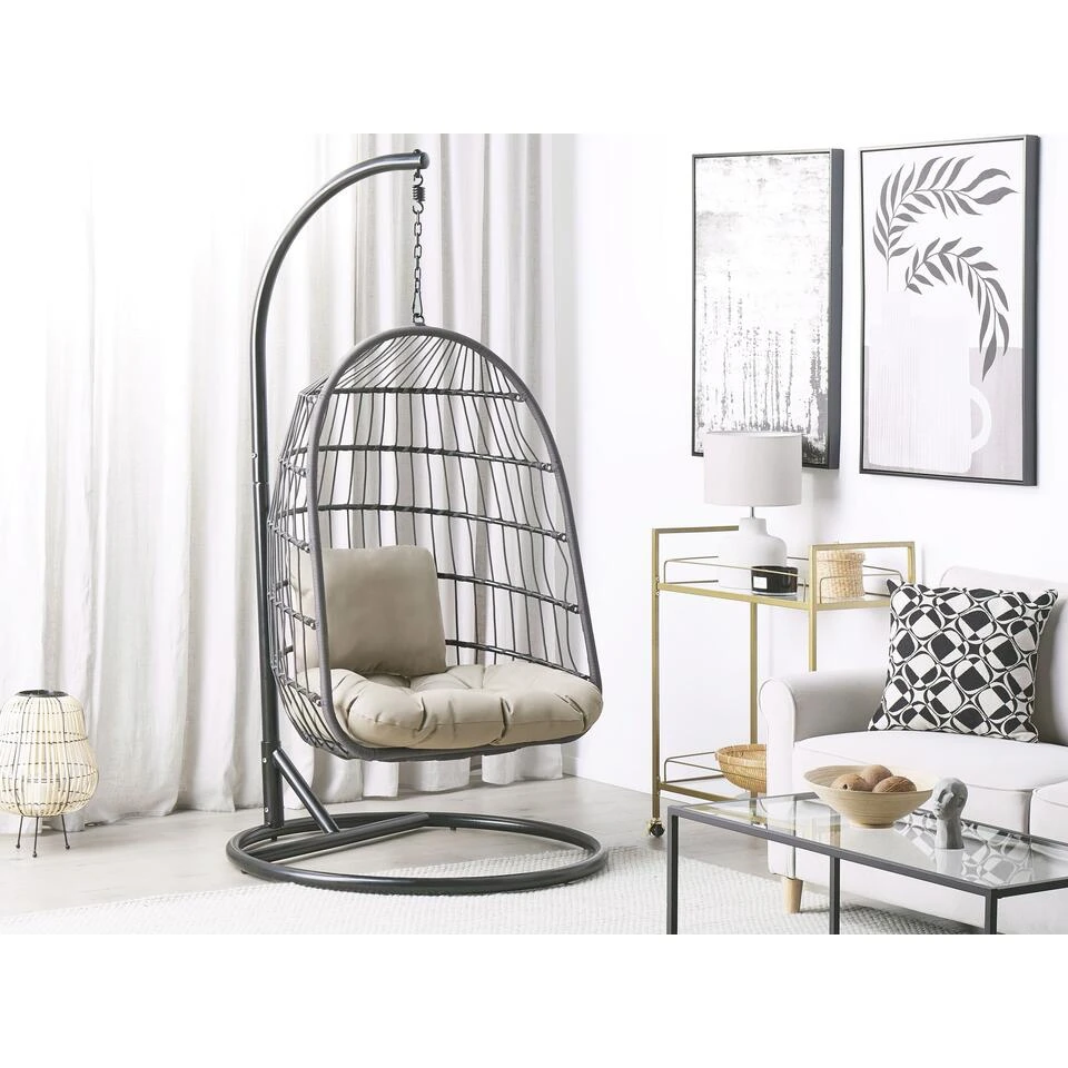 Beliani Hangstoel ALLERA - Zwart Polyester 4 Beliani Hangstoel ALLERA - Zwart Polyester - Afbeelding 2