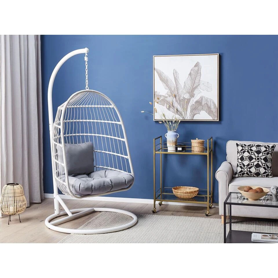 Beliani Hangstoel ALLERA - Wit Polyester 4 Beliani Hangstoel ALLERA - Wit Polyester - Afbeelding 2