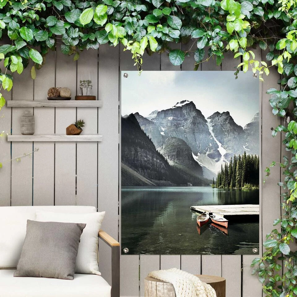 Tuinposter Lake Moraine 80x60 Cm Groen 4 Tuinposter Lake Moraine 80x60 Cm Groen - Afbeelding 2