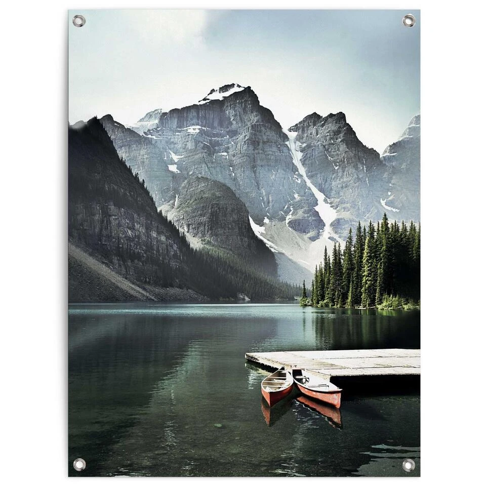 Tuinposter Lake Moraine 80x60 Cm Groen 3 Tuinposter Lake Moraine 80x60 Cm Groen