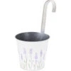 Merkloos Plantenpot Met Ophanghaak - Zink - Creme Wit - 14 X 13 X 26 Cm -Tuinwinkel 1000042952