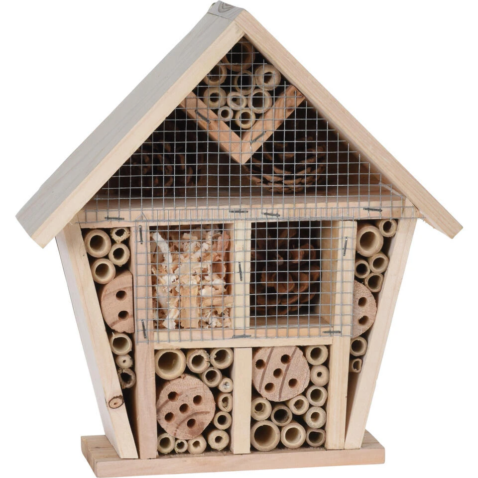 Merkloos Insectenhotel - Naturel - Hout - Bijenhuis - 30 Cm 4 Merkloos Insectenhotel - Naturel - Hout - Bijenhuis - 30 Cm - Afbeelding 2