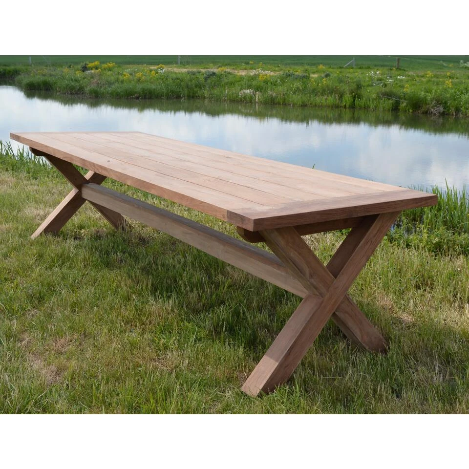 Livingfurn - Tuintafel Table Cross - 100x240x78 - Teakhout 4 Livingfurn - Tuintafel Table Cross - 100x240x78 - Teakhout - Afbeelding 2