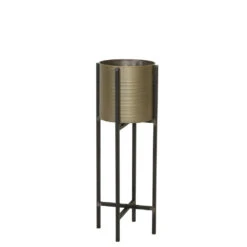 Bloempot + Standaard Caski - Tin Brons/Zwart - ร28,5x80cm