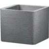 Pro Garden Bloempot Geribbeld Vierkant 38.5 X 38.5 X 33.5cm Lichtgrijs -Tuinwinkel 1000047177