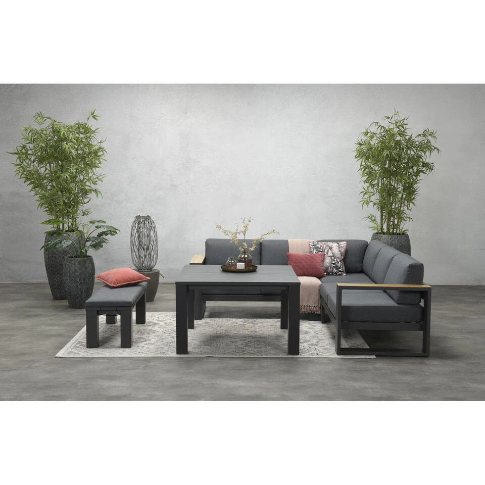 Garden Impressions Plaza Lounge Dining Set Donker Grijs-teaklook 4 Garden Impressions Plaza Lounge Dining Set Donker Grijs-teaklook - Afbeelding 2