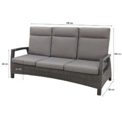 VDG Darwin Wicker Verstelbare 3-zits Loungebank - Antraciet -Tuinwinkel 1000052979 0101