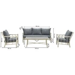 Garden Impressions Lombok Loungeset - Alu Bamboo / Mystic -Tuinwinkel 1000053026 0102