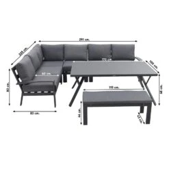 Garden Impressions Rondo Lounge Diningset – Carbon Black/mystic Grey -Tuinwinkel 1000053064 0102