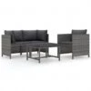 VidaXL 4-delige Loungeset Met Kussens Poly Rattan Grijs -Tuinwinkel 1000056399