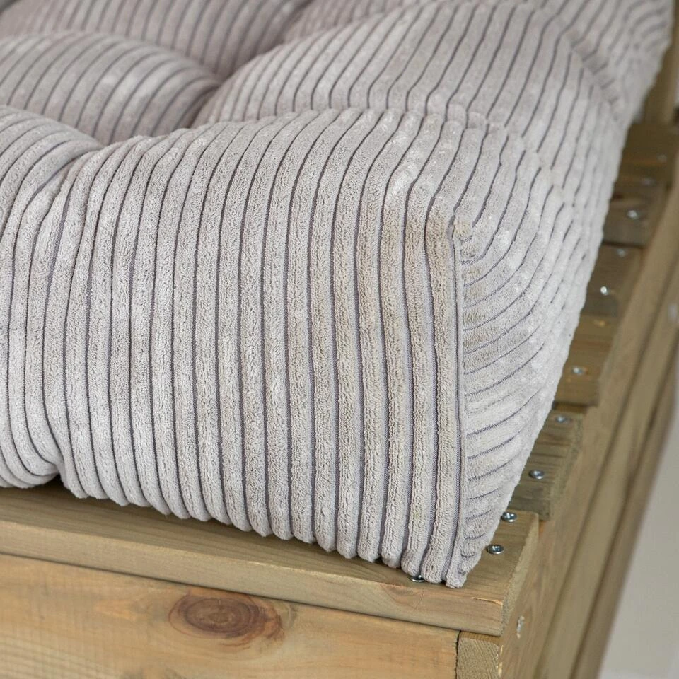 2L Home & Garden Palletkussenset Ribcord Deluxe Pebble Grey - 2 Delige Set 6 2L Home & Garden Palletkussenset Ribcord Deluxe Pebble Grey - 2 Delige Set - Afbeelding 4