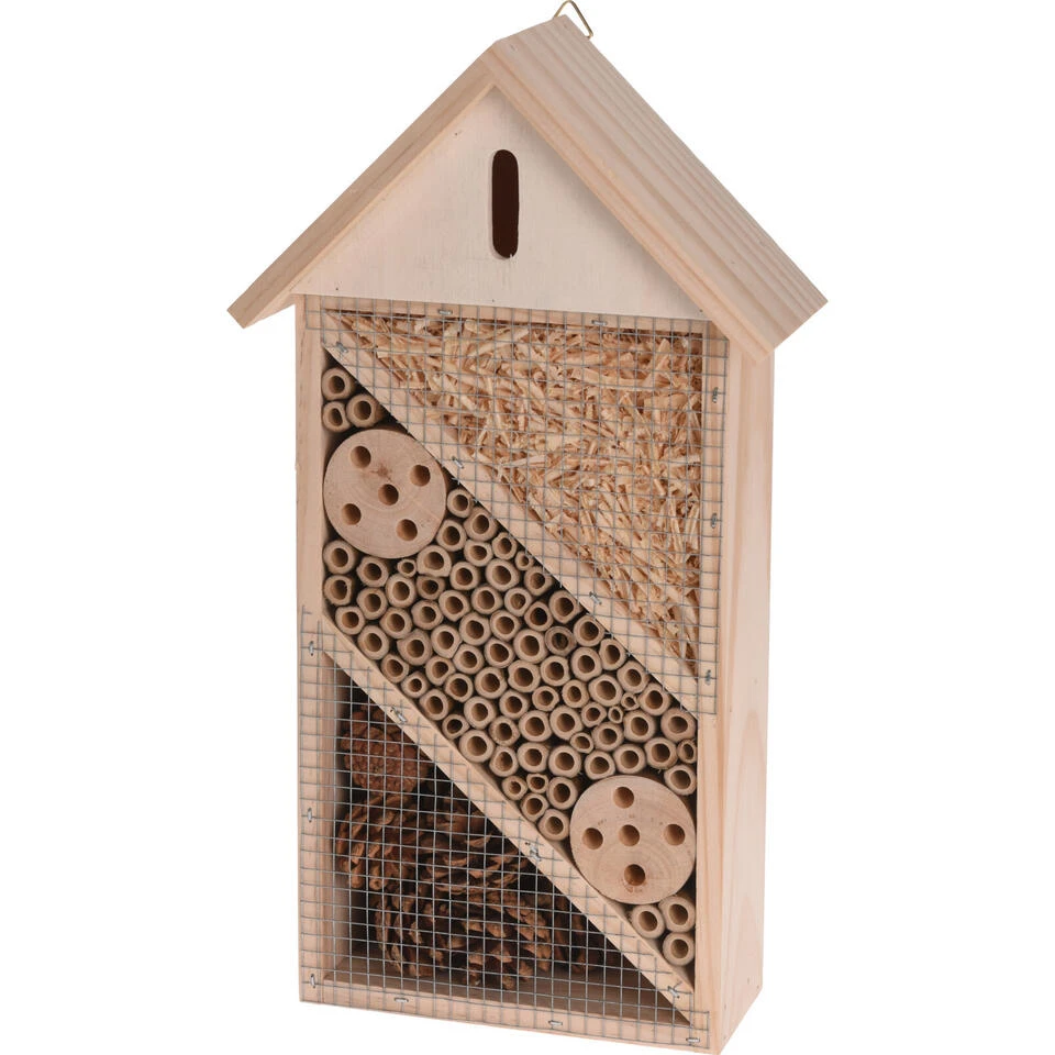 Merkloos Insectenhotel - Hout - 36 X 20 X 9 Cm 4 Merkloos Insectenhotel - Hout - 36 X 20 X 9 Cm - Afbeelding 2