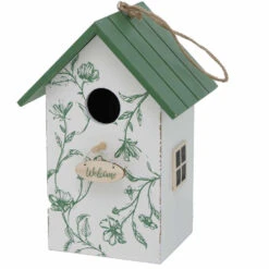 Boltze Vogelhuisje - Wit Met Groen - Houten Nestkastje - 22 Cm