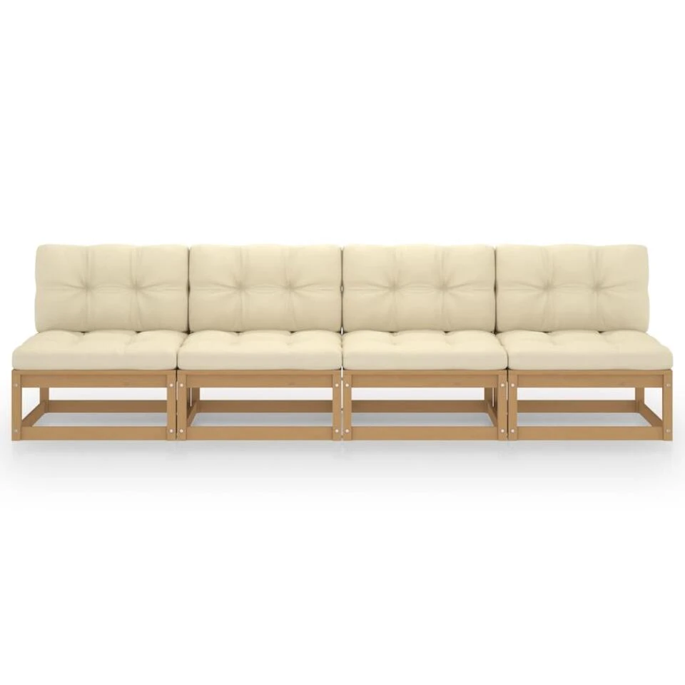 VidaXL Tuinbank 4-zits Met Kussens Massief Grenenhout 4 VidaXL Tuinbank 4-zits Met Kussens Massief Grenenhout - Afbeelding 2