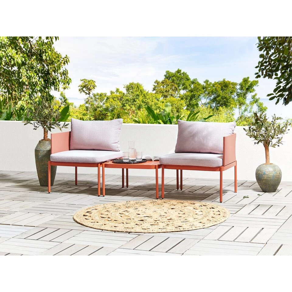 Beliani Loungeset TERRACINA - Oranje Aluminium 4 Beliani Loungeset TERRACINA - Oranje Aluminium - Afbeelding 2
