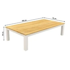VDG Mindo Loungetafel 150x75 Cm. - Alu/Teak - White -Tuinwinkel 1000061075 0101