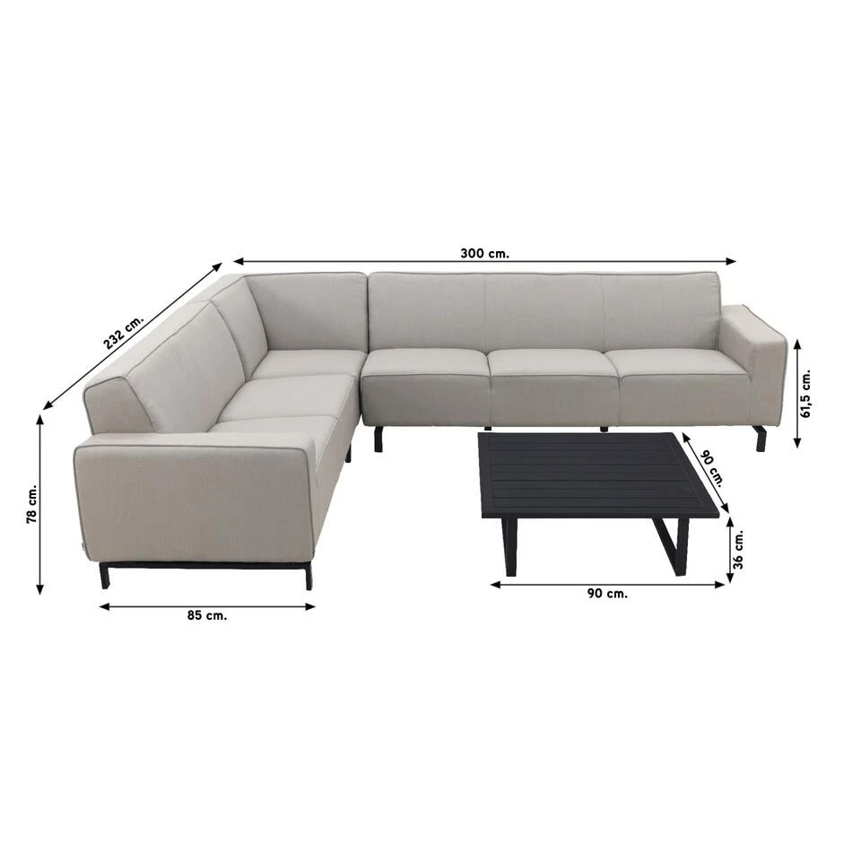 VDG Boavista/Royalty Sunbrella Loungeset - Grey - 4-delig - Links 4 VDG Boavista/Royalty Sunbrella Loungeset - Grey - 4-delig - Links - Afbeelding 2