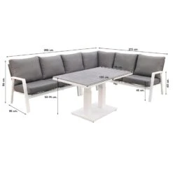 VDG Azoren Lounge Diningset Rechts - White (tafelhoogte Verstelbaar) -Tuinwinkel 1000073161 0102