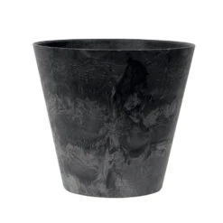 Ter Steege Plantenpot/bloempot - Natuursteen Look - Zwart - D17 X H 24 Cm