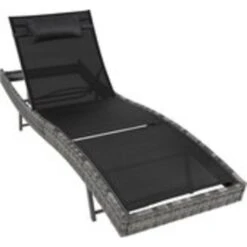 Tectake - Ligbed Delphine-Wicker- Donkergrijs