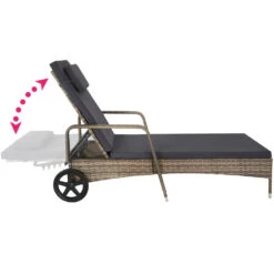 Tectake - Wicker Ligbed Cassis Zonnebed Ligstoel – Natuur -Tuinwinkel 1000077818 0102