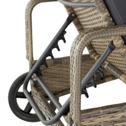 Tectake - Wicker Ligbed Cassis Zonnebed Ligstoel – Natuur -Tuinwinkel 1000077818 0103