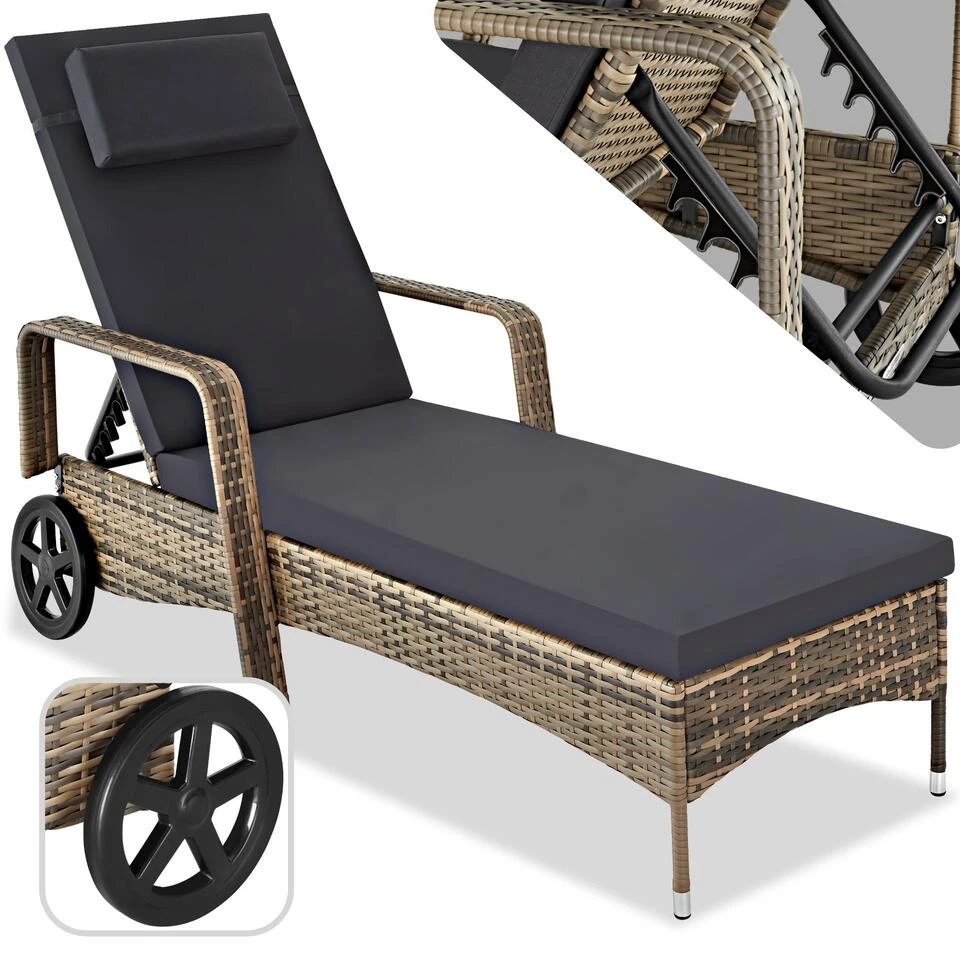 Tectake - Wicker Ligbed – Natuur - Afmetingen 200 X 70 X 33 Cm 3 Tectake - Wicker Ligbed – Natuur - Afmetingen 200 X 70 X 33 Cm