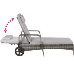 Tectake - Wicker Ligbed Cassis Ligstoel Zonnebed - Grijs -Tuinwinkel 1000077840 0102